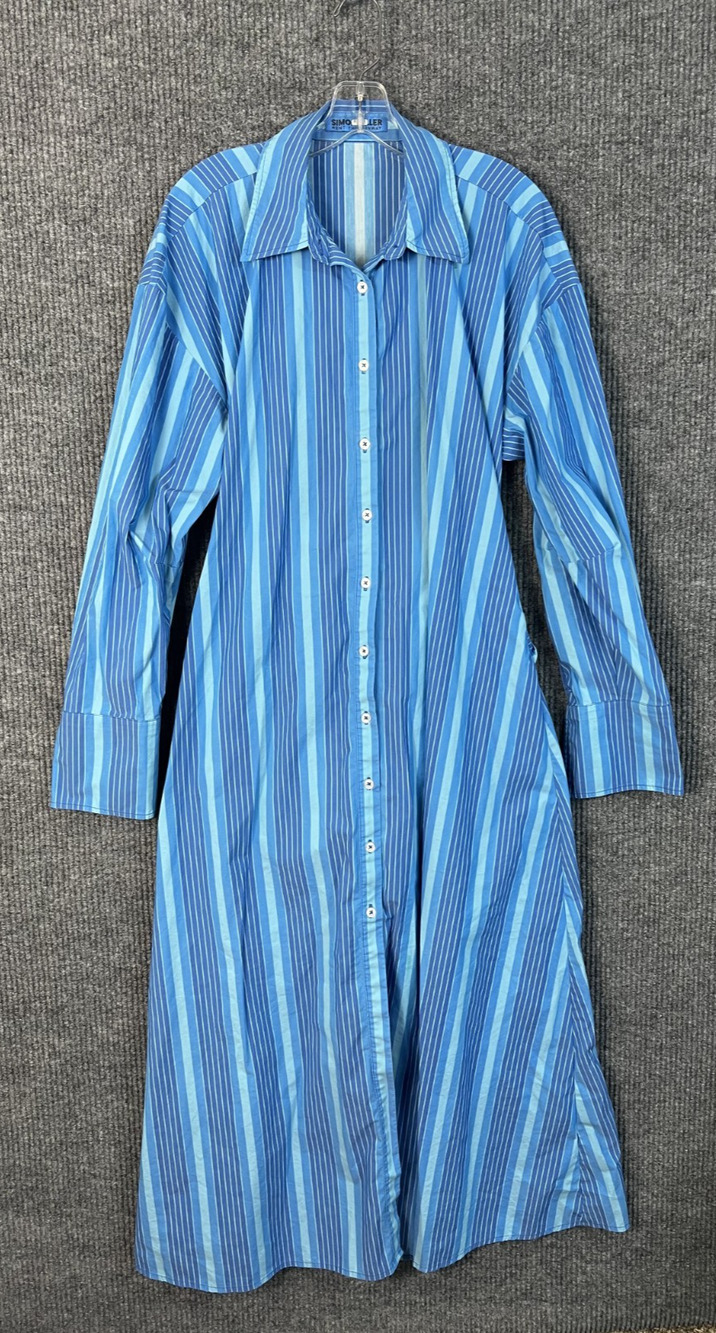 Simon Miller x Rent The Runway Lock Maxi Dress XL Blue Striped Midi Button Front